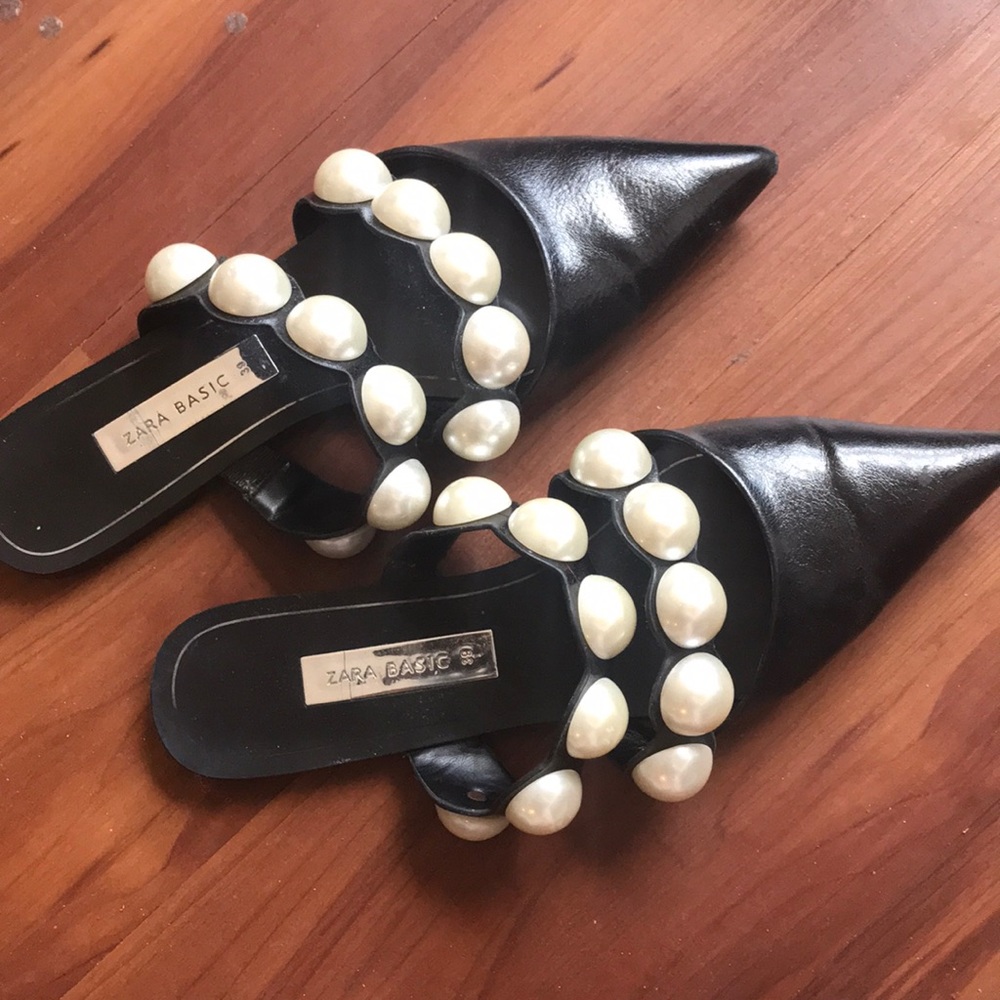 Zara pearl mules size 8